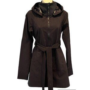 Lululemon Apres Black Full Zip Removable Hood Raincoat Trench Jacket Coat